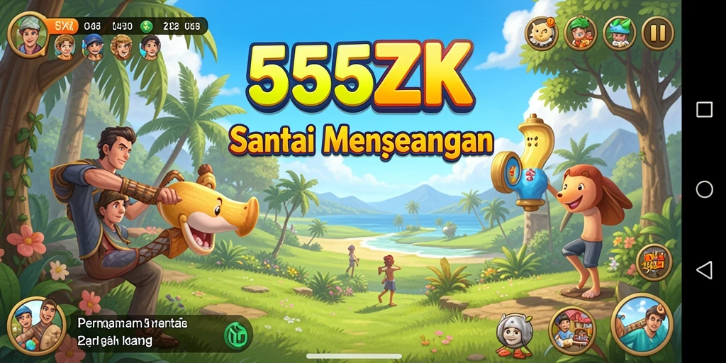 Tangkapan layar gameplay 555ZK yang menarik dan penuh warna.