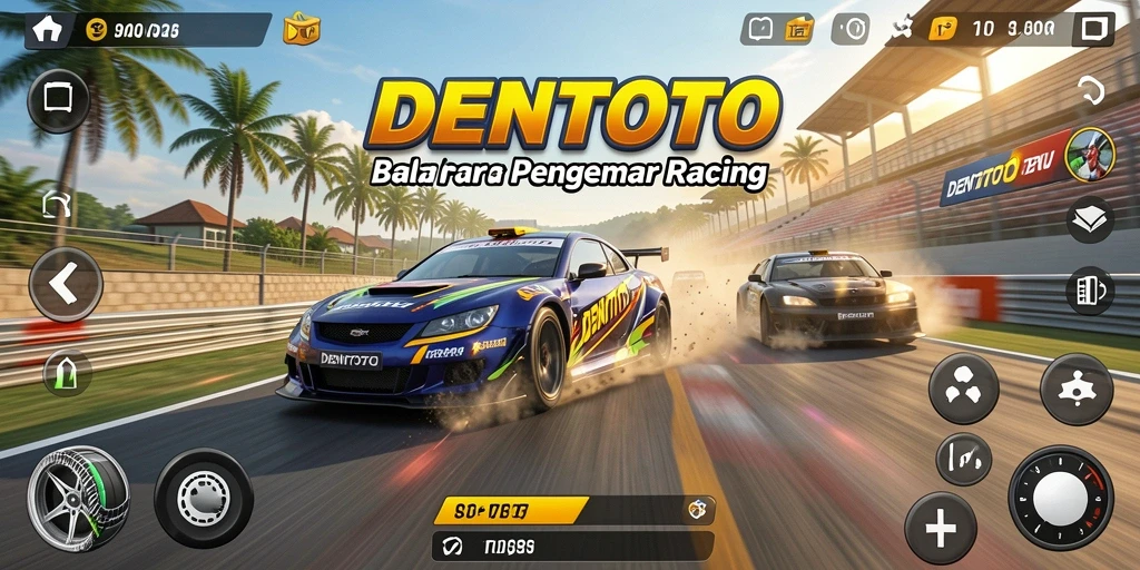 Gameplay DENTOTO yang mendebarkan saat balapan di trek berliku.