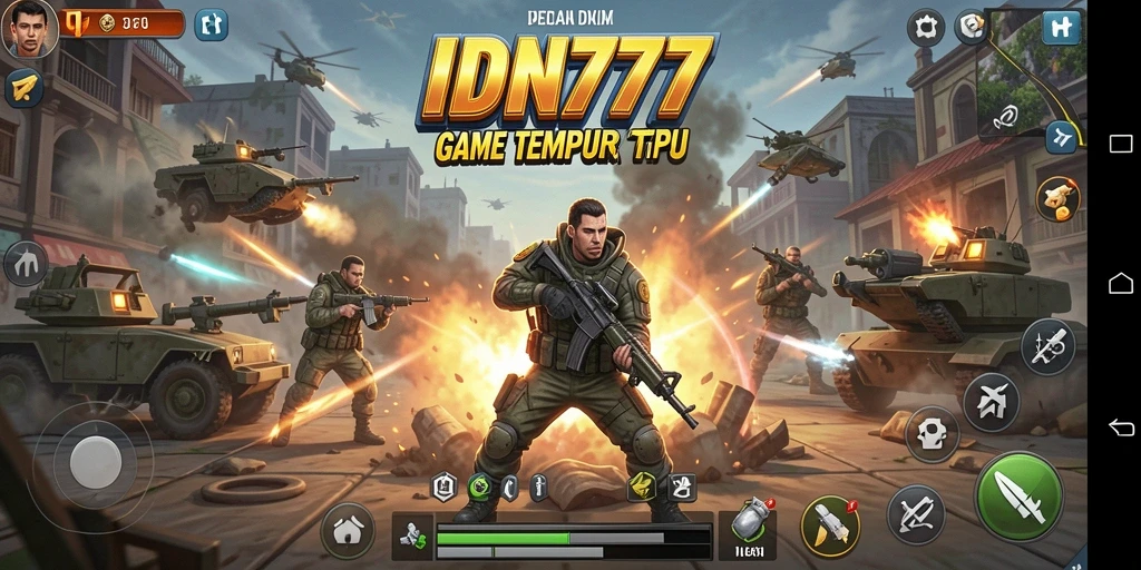 Screenshot gameplay seru dari IDN777, menunjukkan aksi tempur di TPS.