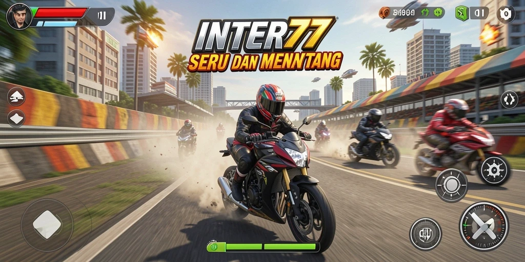 Gameplay seru dalam balapan motor dengan berbagai pilihan sirkuit.