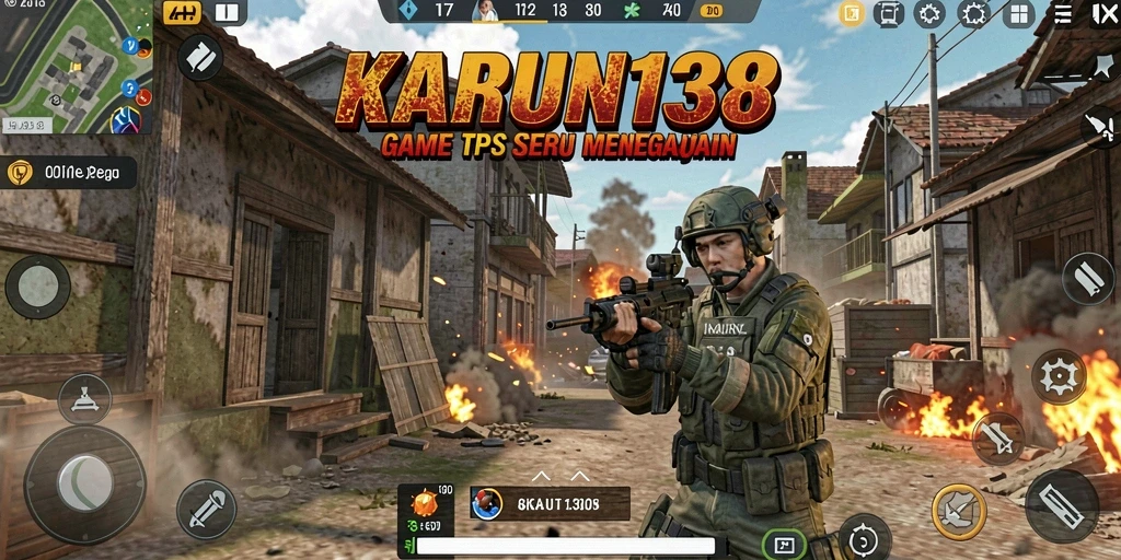 Tampilan gameplay seru dari KARUN138 di tengah aksi TPS.