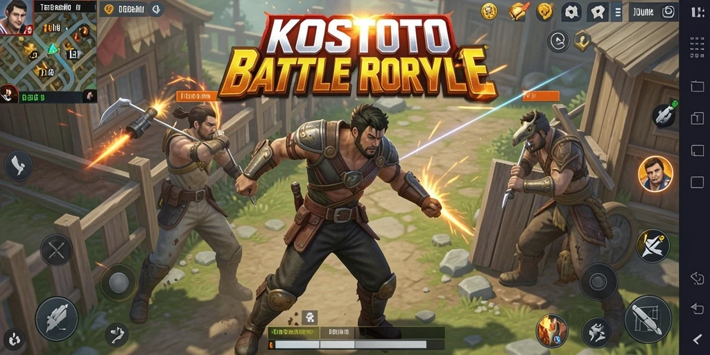 Gameplay KOSTOTO dengan aksi seru di medan tempur Battle Royale.