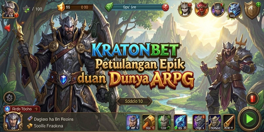 Screenshot gameplay KRATONBET menampilkan pertarungan seru di dunia fantasi.