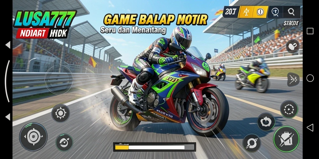 Screenshot LUSA777 menampilkan aksi balap motor yang seru dan dinamis.