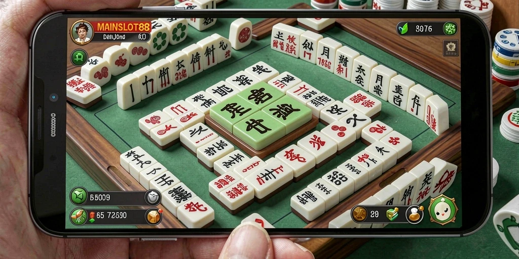 Tampilan gameplay seru MAINSLOT88 dalam pertandingan Mahjong.