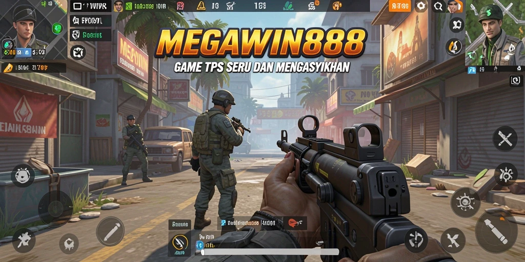 Tampilan gameplay <strong>MEGAWIN888</strong> dengan grafis TPS yang mengesankan.