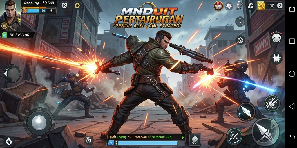 Screenshot gameplay MNDUIT menampilkan aksi pertarungan yang mendebarkan.