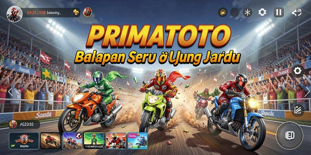 Tampilan seru balapan di PRIMATOTO dengan lintasan yang menantang.