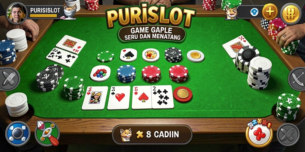 Screenshot game PURISLOT menampilkan suasana seru permainan Gaple.