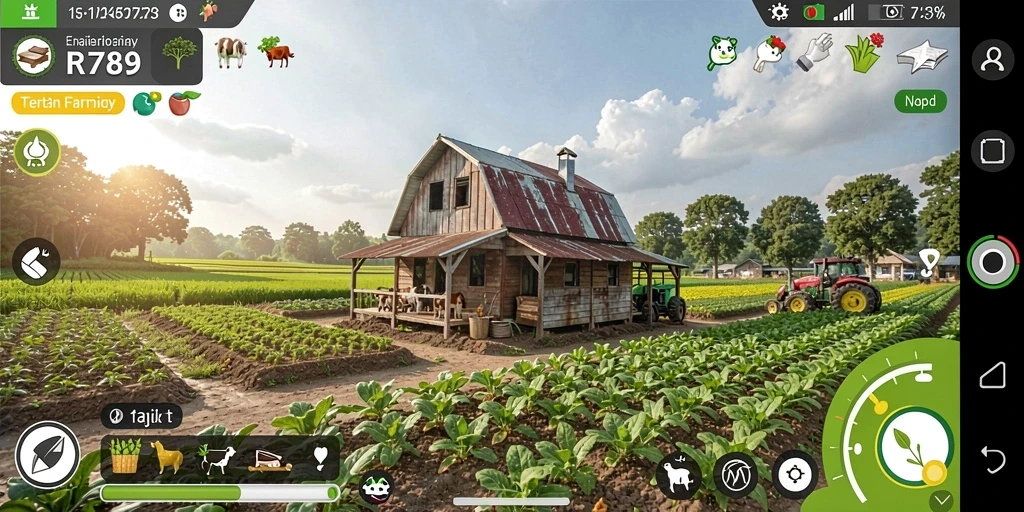Screenshot gameplay RR789 dengan aktivitas bertani yang menarik.