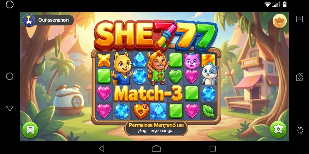 Tangkapan layar utama menunjukkan gameplay Match-3 yang menarik.