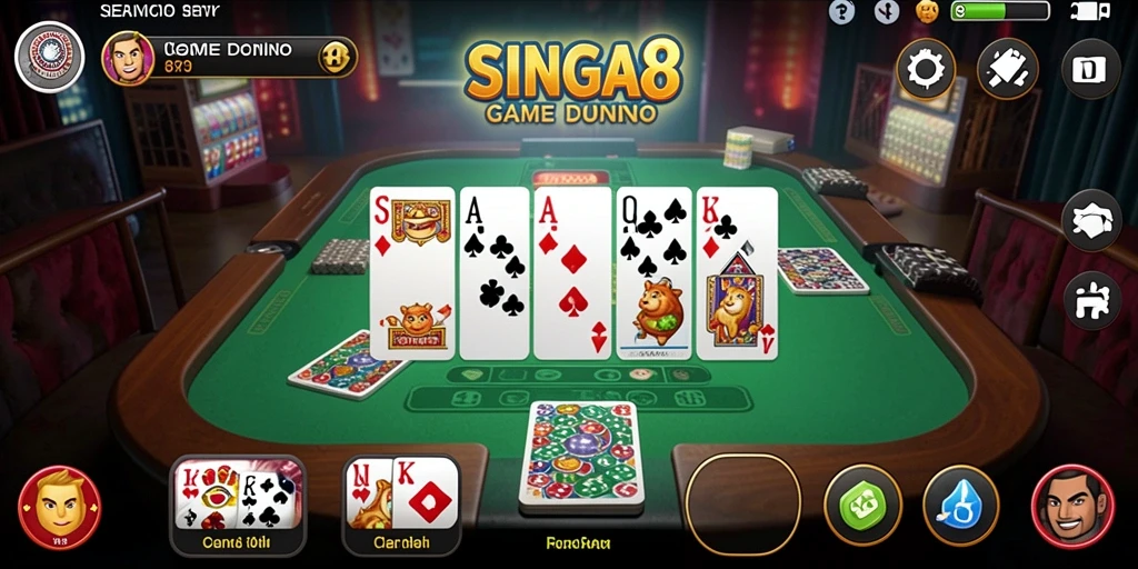 Screenshot gameplay SINGA8 yang menampilkan permainan Domino yang menarik.