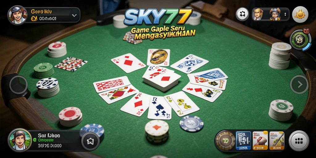 Screenshot gameplay Gaple di SKY77 yang mendebarkan.
