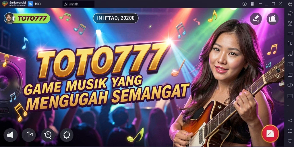Screenshot gameplay TOTO777 menunjukkan pemain menikmati musik dan tantangan.