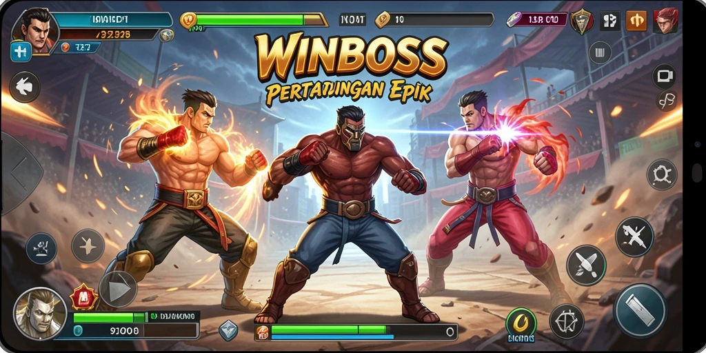 Tampilan pertarungan mendebarkan dalam game WINBOSS yang memikat.